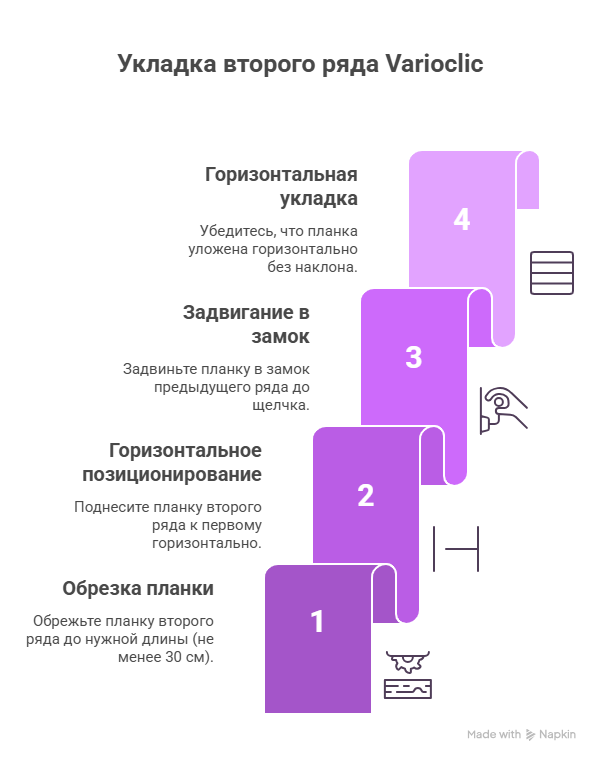 Горизонтальная укладка ламината Varioclic — планка просто задвигается в замок